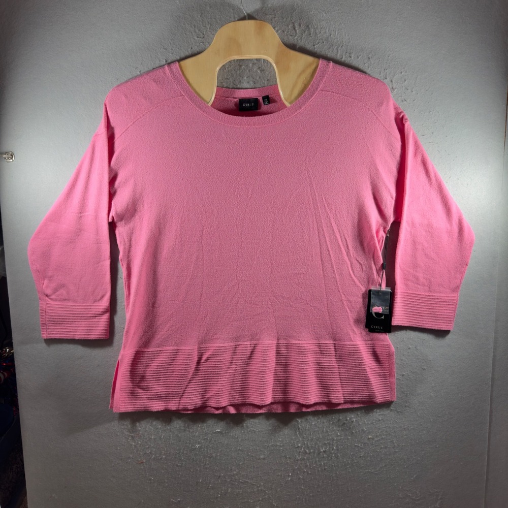 1764 | NWT Cyrus Ribbed Trim Knit Pullover Sweater Begonia Pink Womens 2X